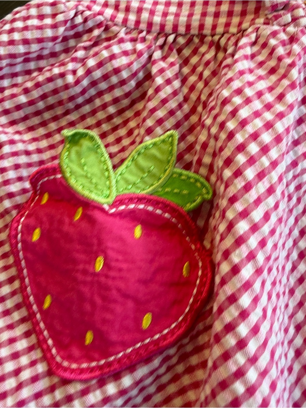 Blueberi Boulevard Pink Gingham Strawberry Pocket Sundress Sz 3T - Picture 2 of 6